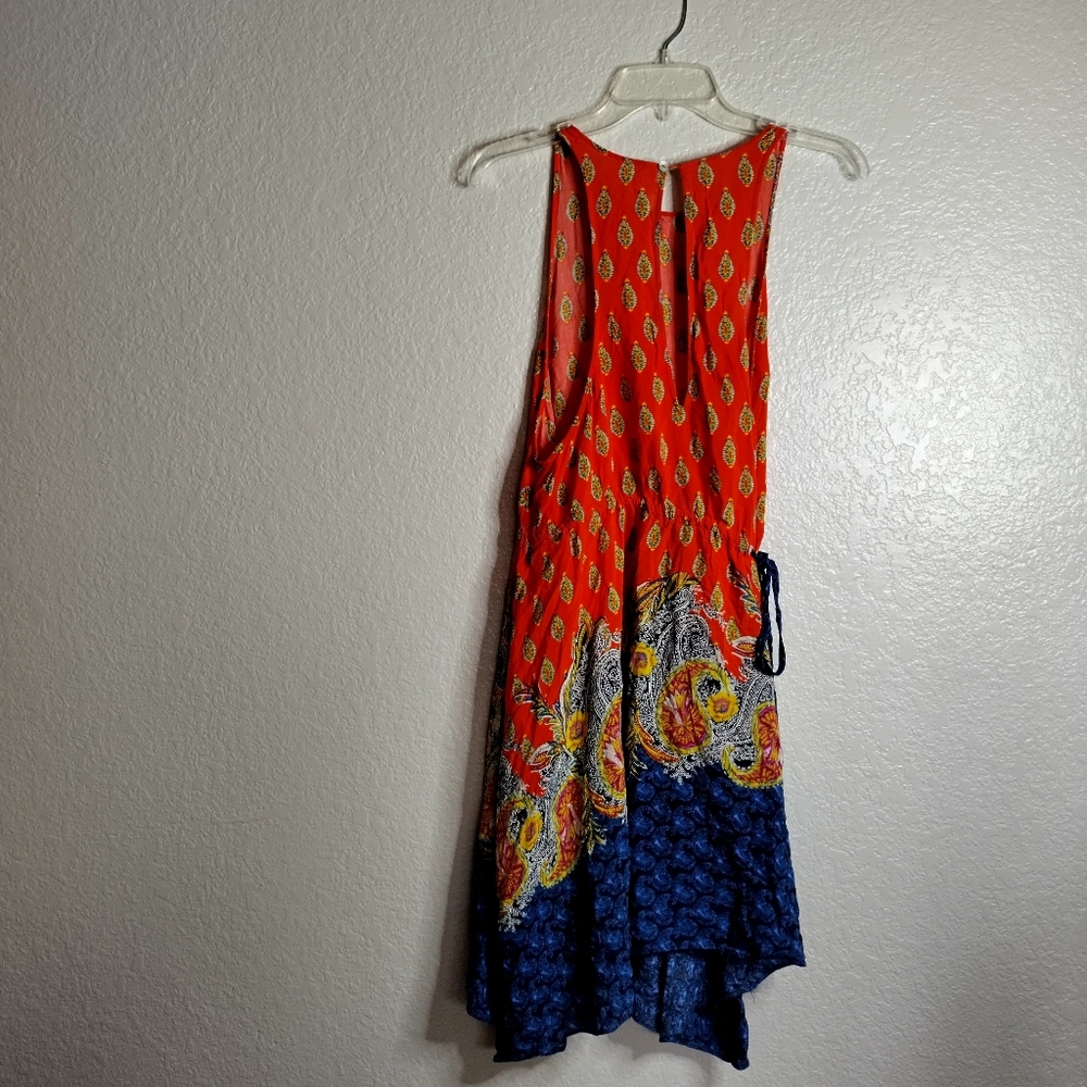 Intimately Free People Rendezvous Colorful Side Tie Dress Asymmetrical Sz L - Picture 7 of 7